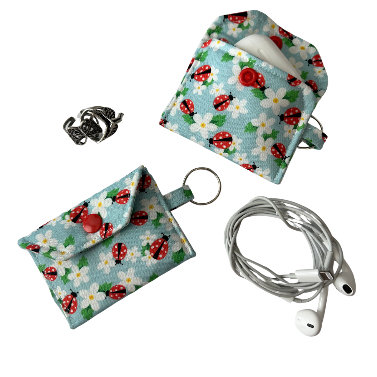 Mini Pouch Keychain (Ladybugs)