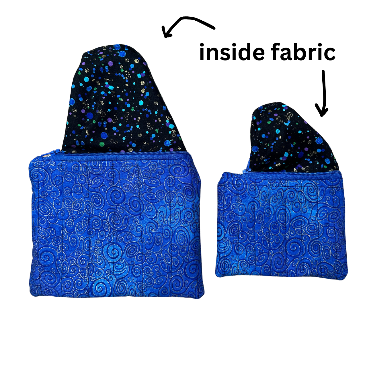 Blue Swirl Quilted Zipper Pouch Set of 2