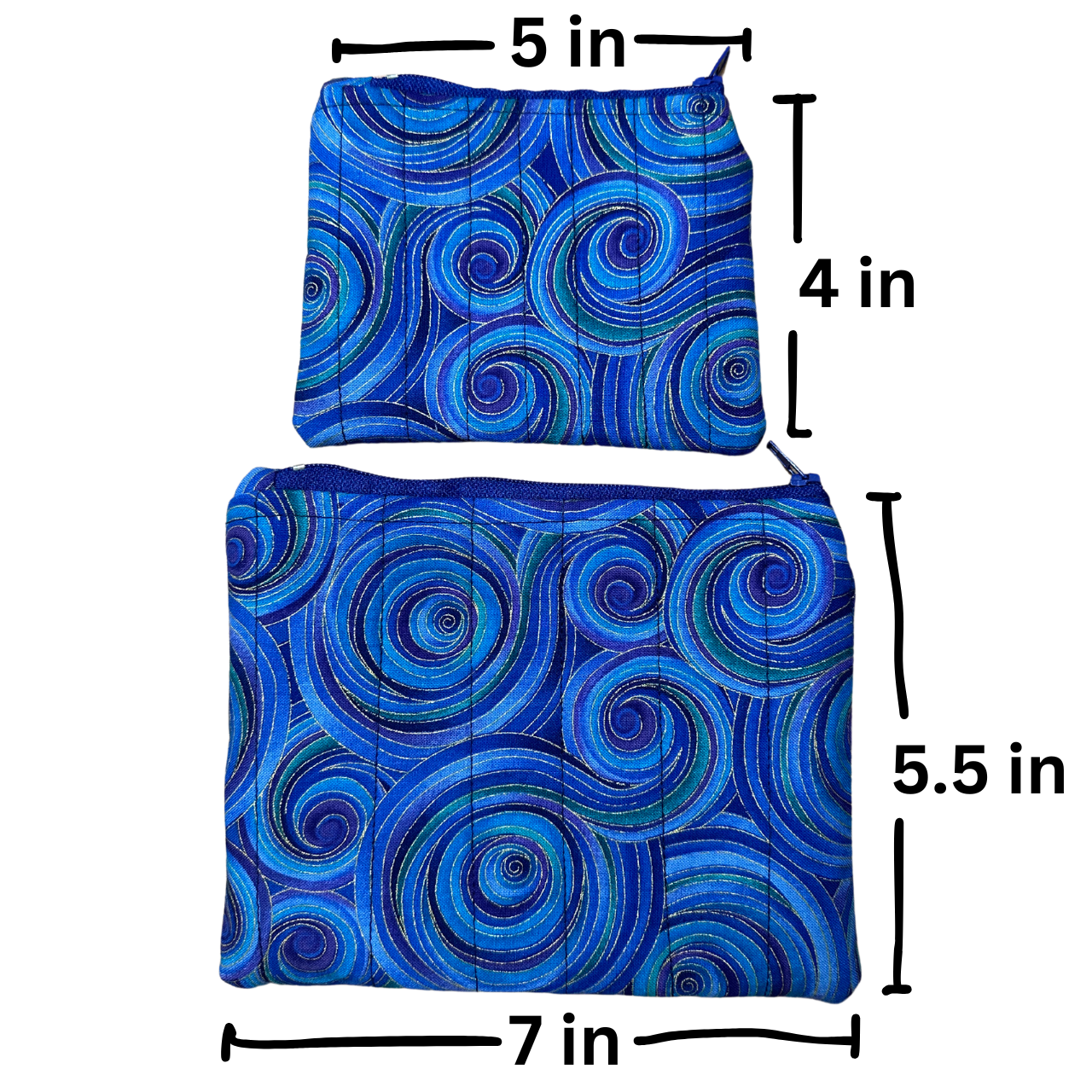 Whimsical Swirls Quilted Zipper Pouch Set of 2