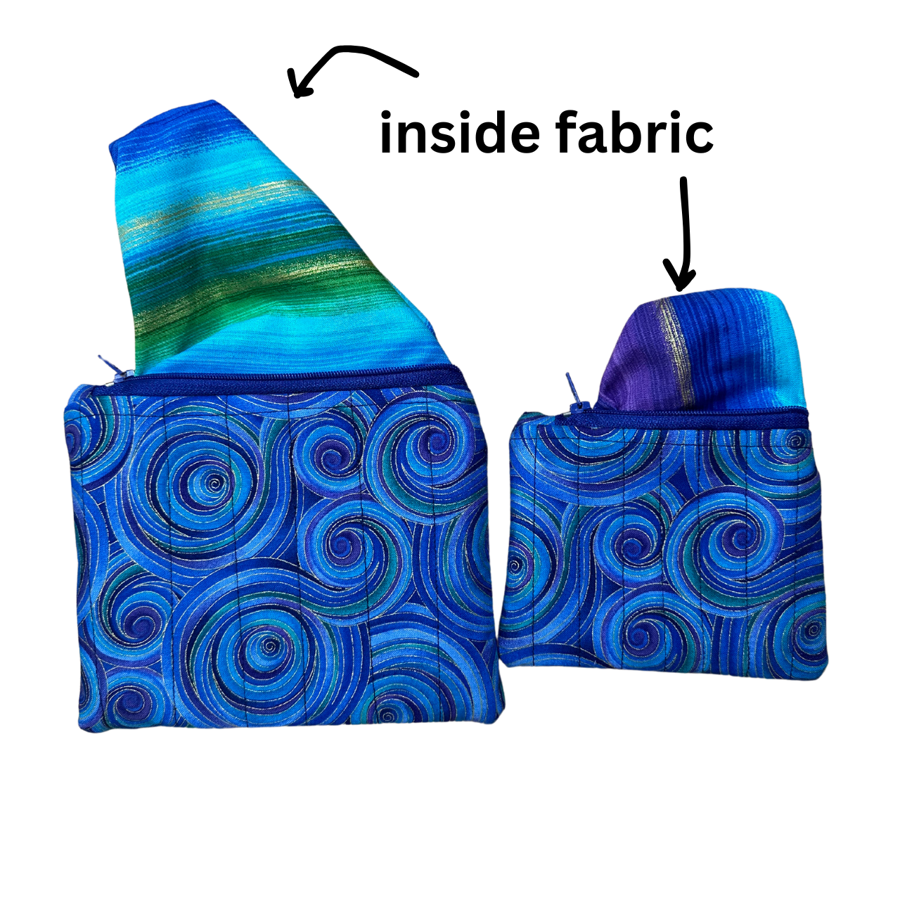 Whimsical Swirls Quilted Zipper Pouch Set of 2