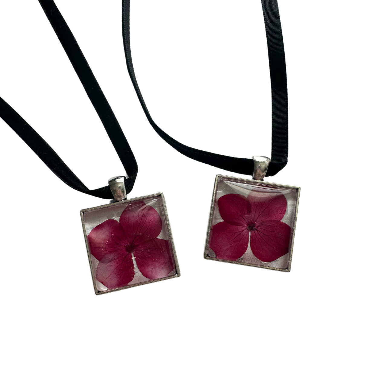 Square Flower Velvet Choker (Hot Pink)