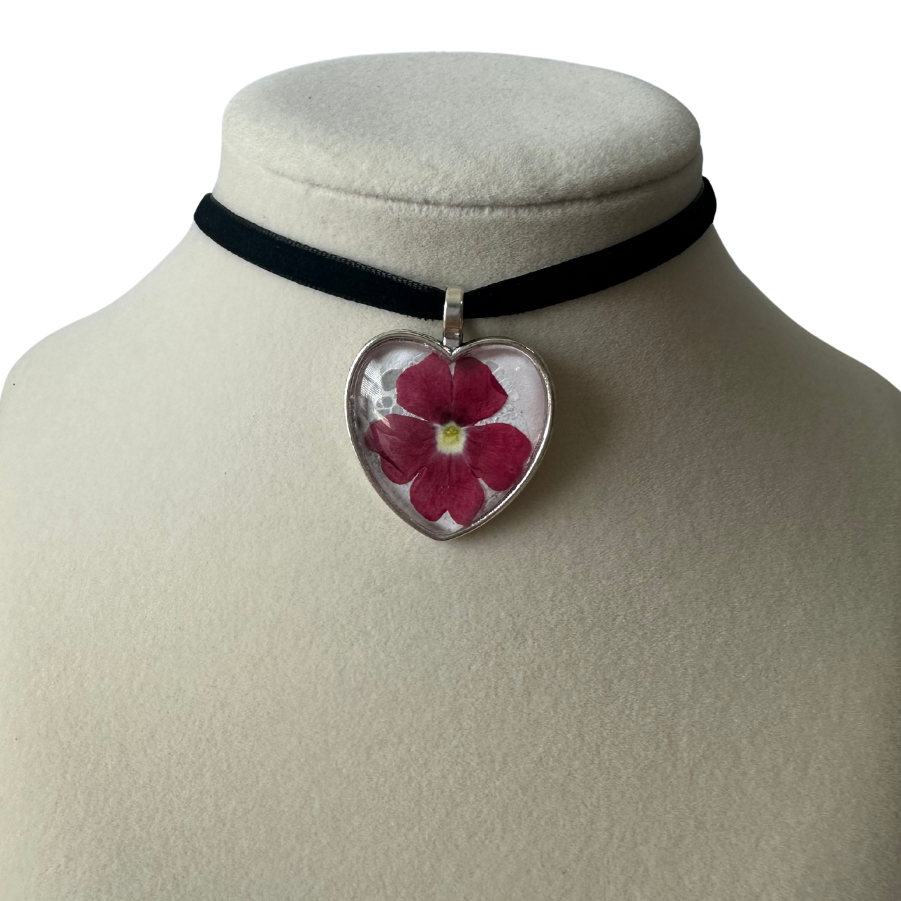 Heart Flower Velvet Choker (Burgundy)