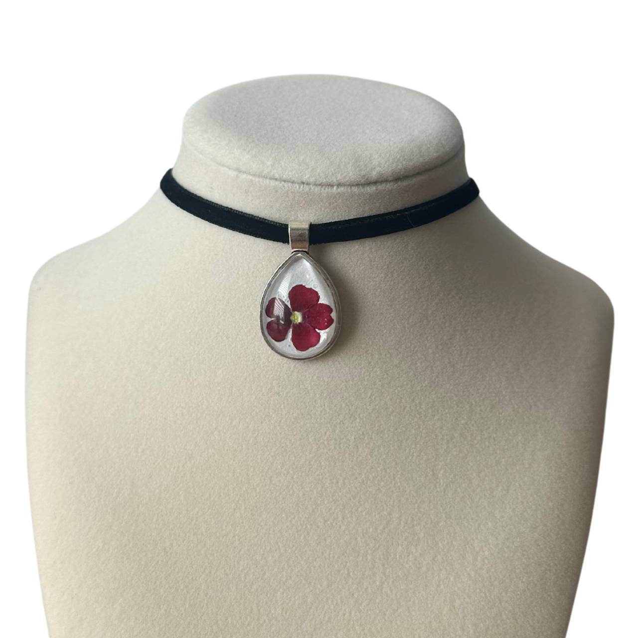 Teardrop Flower Velvet Choker (Burgundy)
