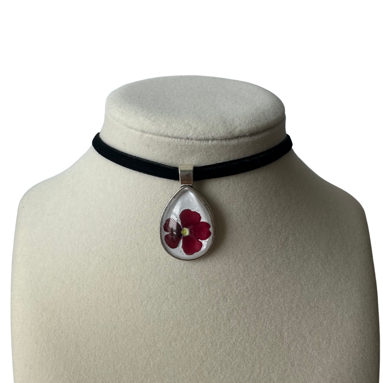 Teardrop Flower Velvet Choker (Burgundy)