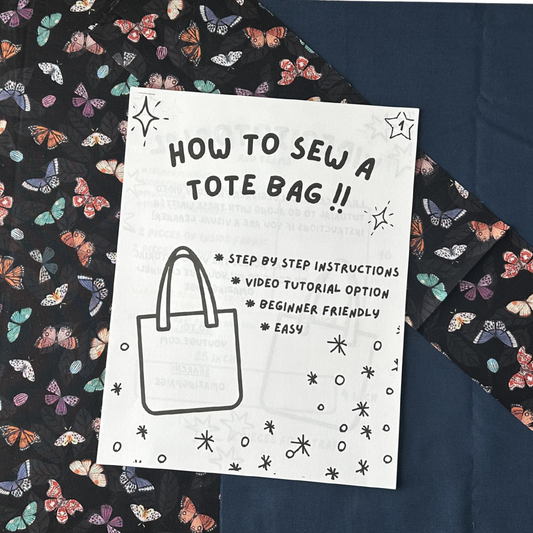 Navy Butterfly Basic Tote Bag Sewing Kit