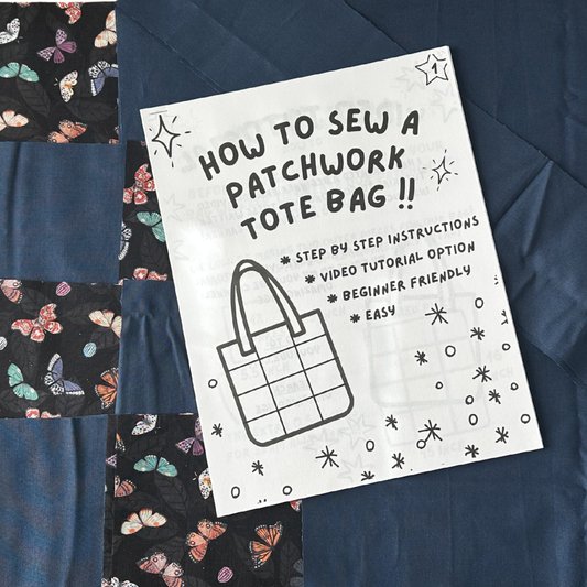 Navy Butterfly Patchwork Tote Bag Sewing Kit