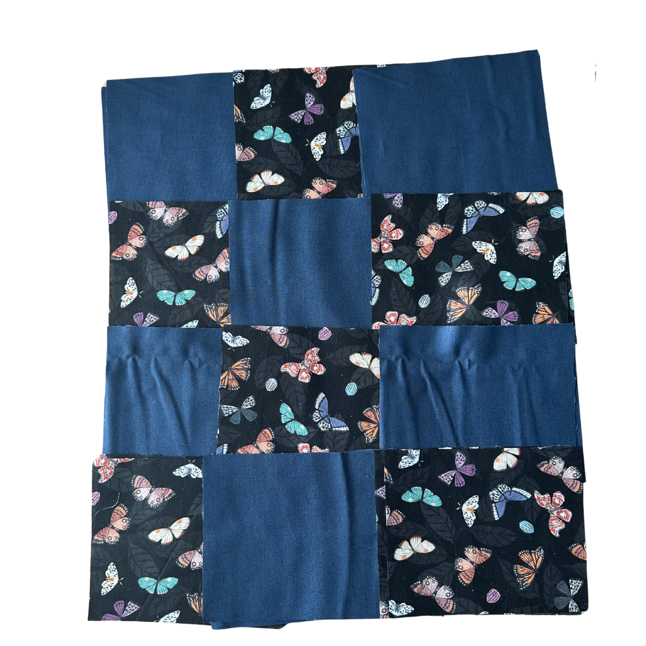 Navy Butterfly Patchwork Tote Bag Sewing Kit