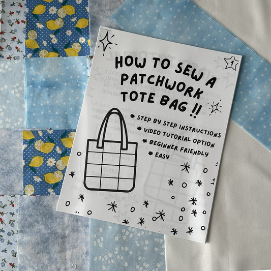 Baby Blue Patchwork Tote Bag Sewing Kit