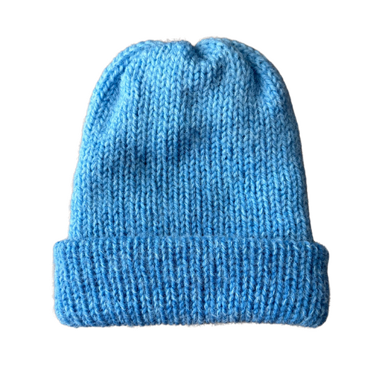 Blue Striped Knit Beanie