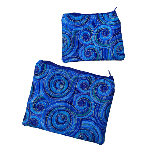 Whimsical Swirls Quilted Zipper Pouch Set of 2