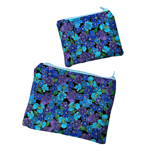 Floral Quilted Zipper Pouch Set of 2