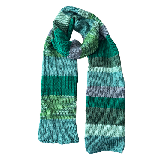 Green Striped Knit Scarf