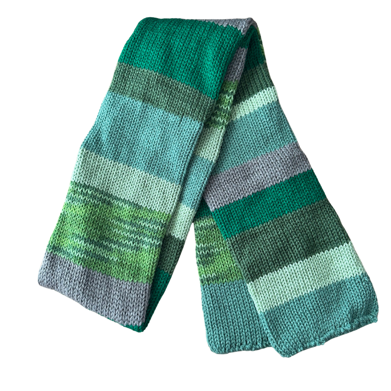 Green Striped Knit Scarf