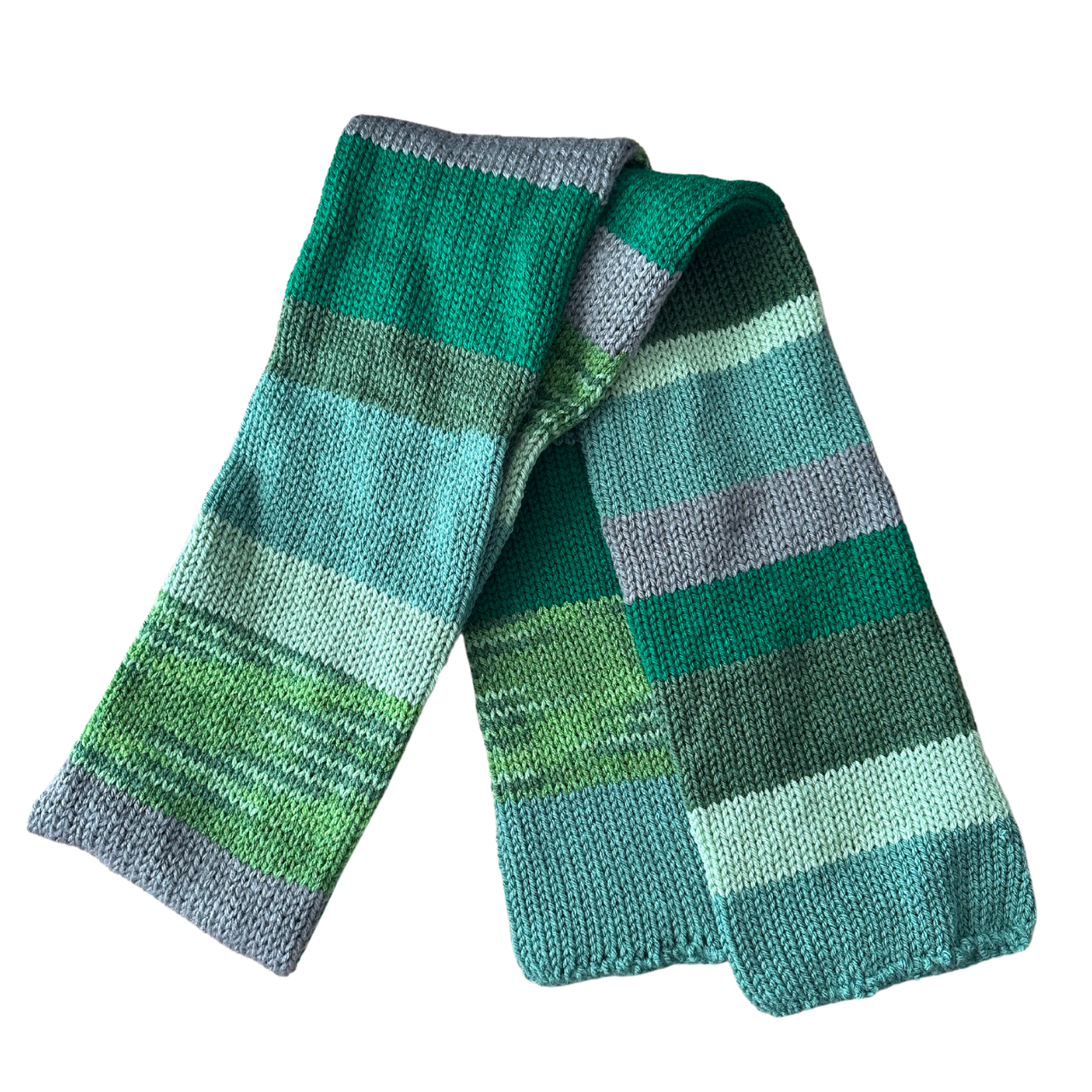 Green Striped Knit Scarf