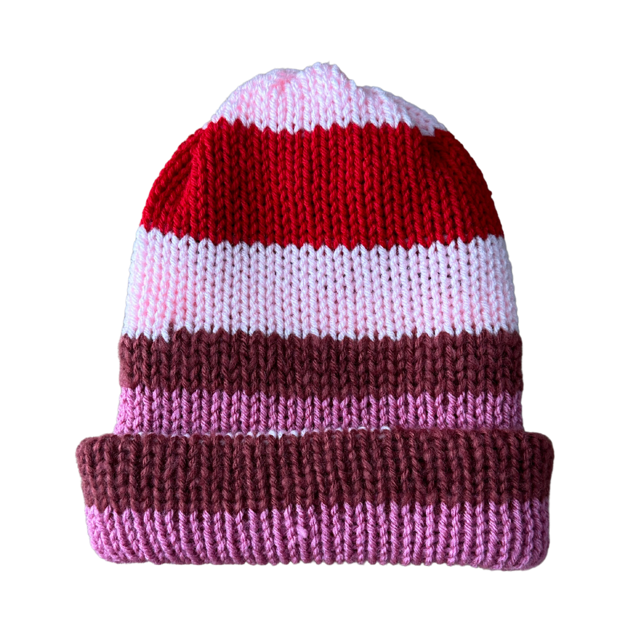 Pink Striped Knit Beanie