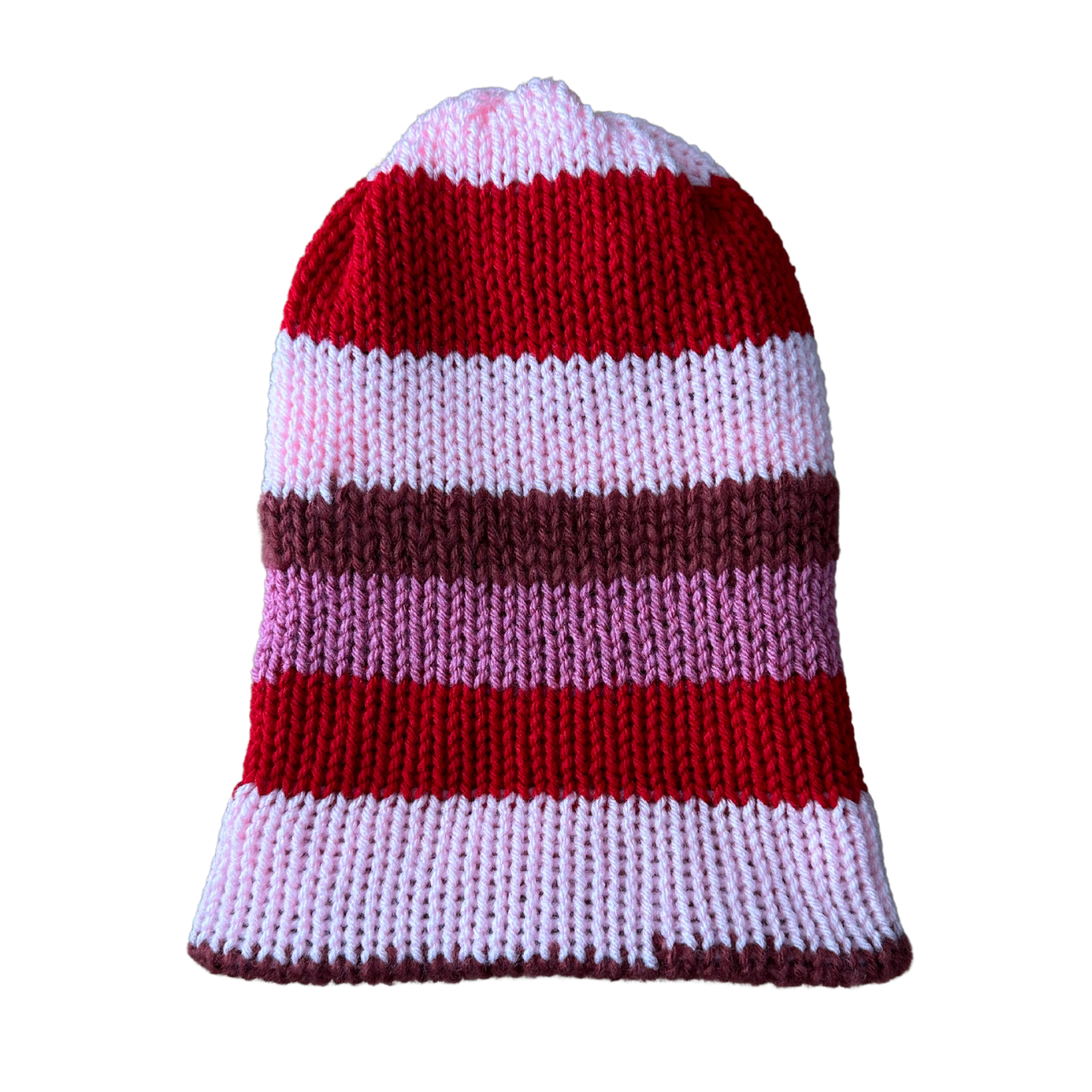 Pink Striped Knit Beanie