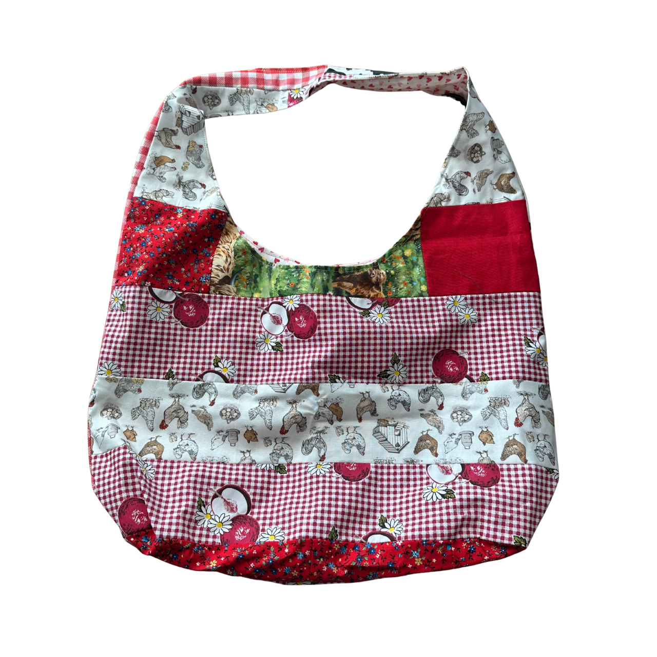 Red Patchwork Shoulder Bag