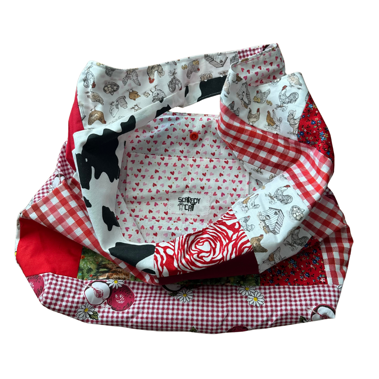 Red Patchwork Shoulder Bag