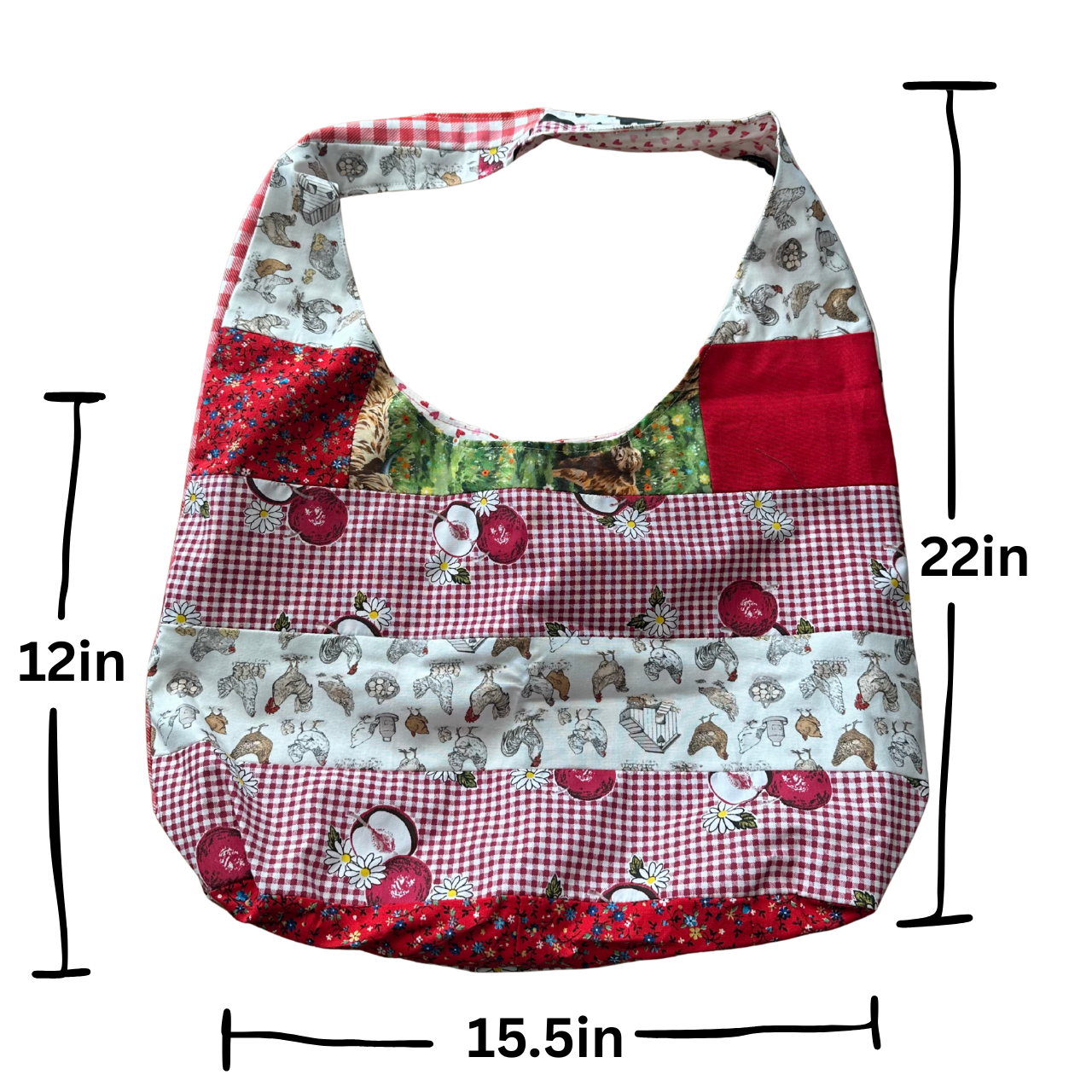 Red Patchwork Shoulder Bag