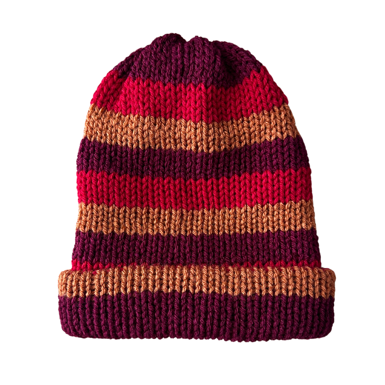 Red Striped Knit Beanie