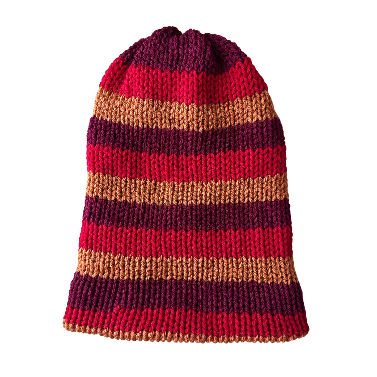 Red Striped Knit Beanie