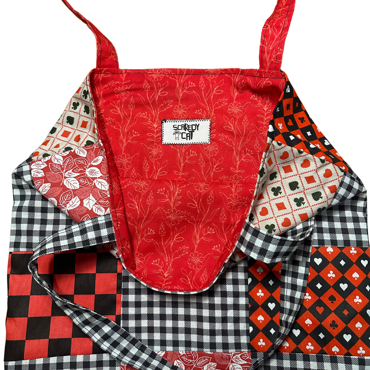 Red and Black Patchwork Tote Bag