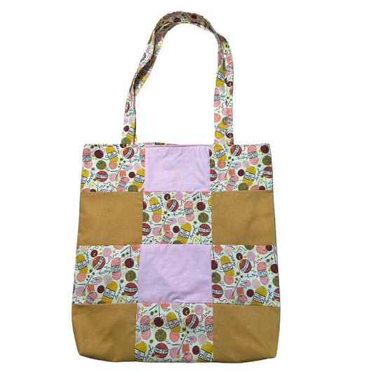 Yarn Lover Patchwork Tote Bag